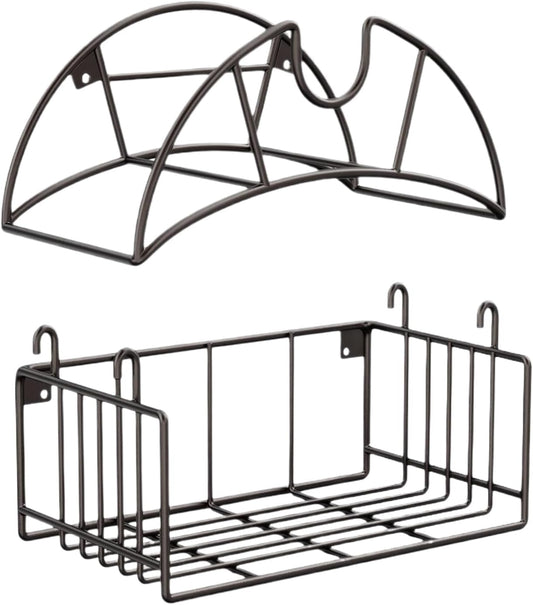  Support Mural Pour Tuyau, Support De Tuyau, Support De Rangement Robuste, Cadre En Métal Résistant à La Rouille, Organisateur De Tuyau Peu Encombrant Pour Extérieur, Garage, Piscine, 32 X 17 X