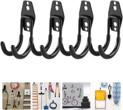  Gatuida 4Pièces Crochets Mural Garage Organisateur Heavy Duty Pour Outils De Jardin Et Vélo Crochets Utilitaires Noir Pour Rangement Et Économiseur Espace