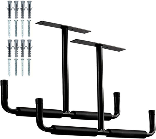  Racks De Rangement Pour Plafond De Garage,2 Pièces En Métal Robuste En T - Kit À Crochets Suspendus Garage,Pour Échelle, Bois, Équipements Sportifs, Pelles, Cannes À Pêche, Skis, Cave, Abri De