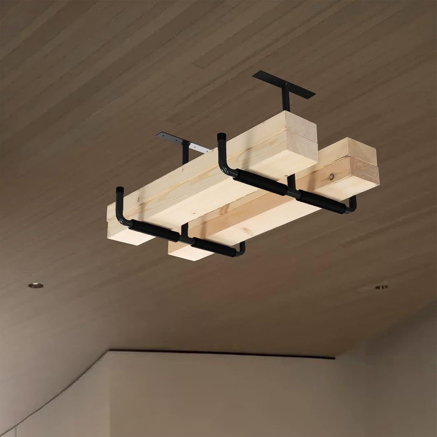  Racks De Rangement Pour Plafond De Garage,2 Pièces En Métal Robuste En T - Kit À Crochets Suspendus Garage,Pour Échelle, Bois, Équipements Sportifs, Pelles, Cannes À Pêche, Skis, Cave, Abri De