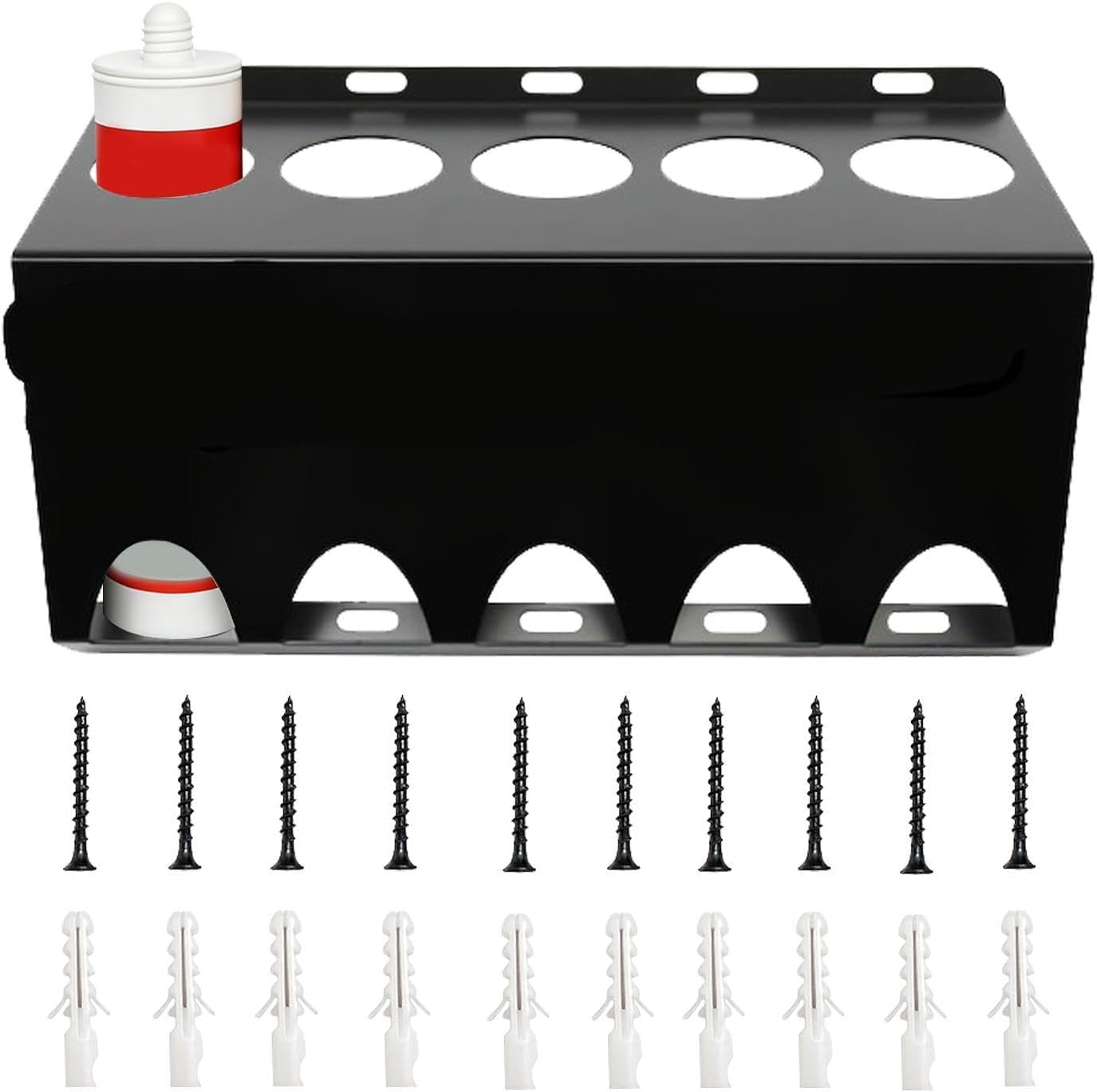 GENERIC Support De Tube De Calfeutrage En Métal | 5 Emplacements De Rangement Pour Tubes De Calfeutrage – Support Mural Pour Plombiers, électriciens, Décorateurs, Entrepreneurs, Bricoleurs, Charpentiers
