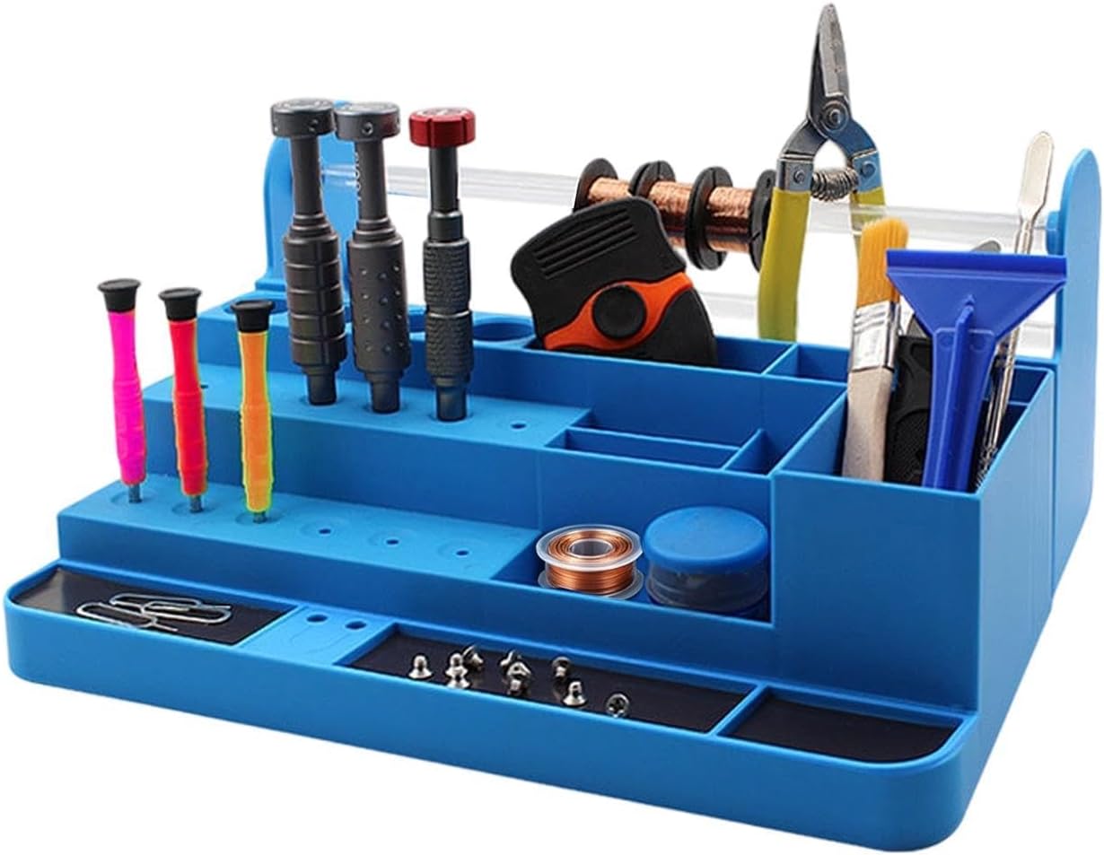  Générique Organisateur D'Établi | Compact Et Robuste Multi-Compartiments - Organisateur De Bureau Pour Tournevis - Pour Établi Maison, Atelier, Téléphone, Ordinateur, Outil Réparation, Vis, Puce