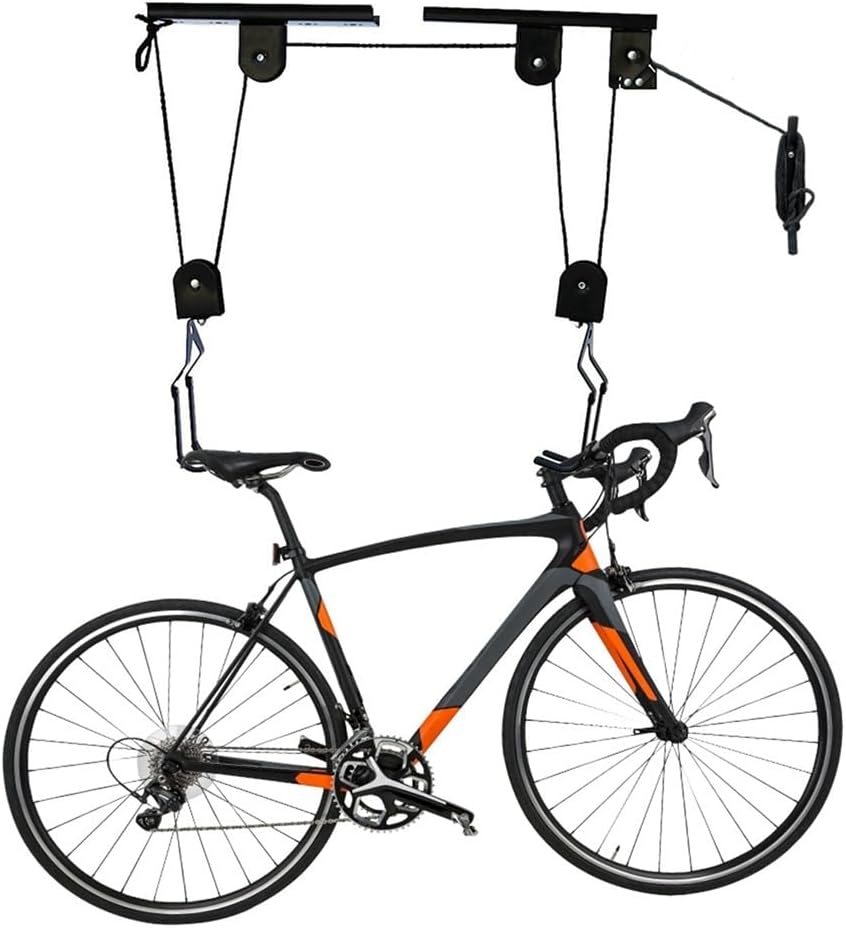  Système De Levage De Vélo Au Plafond Du Garage - Rangement à Poulie Avec Supports De Vélo, Support Efficace Et Peu Encombrant Pour Vélos