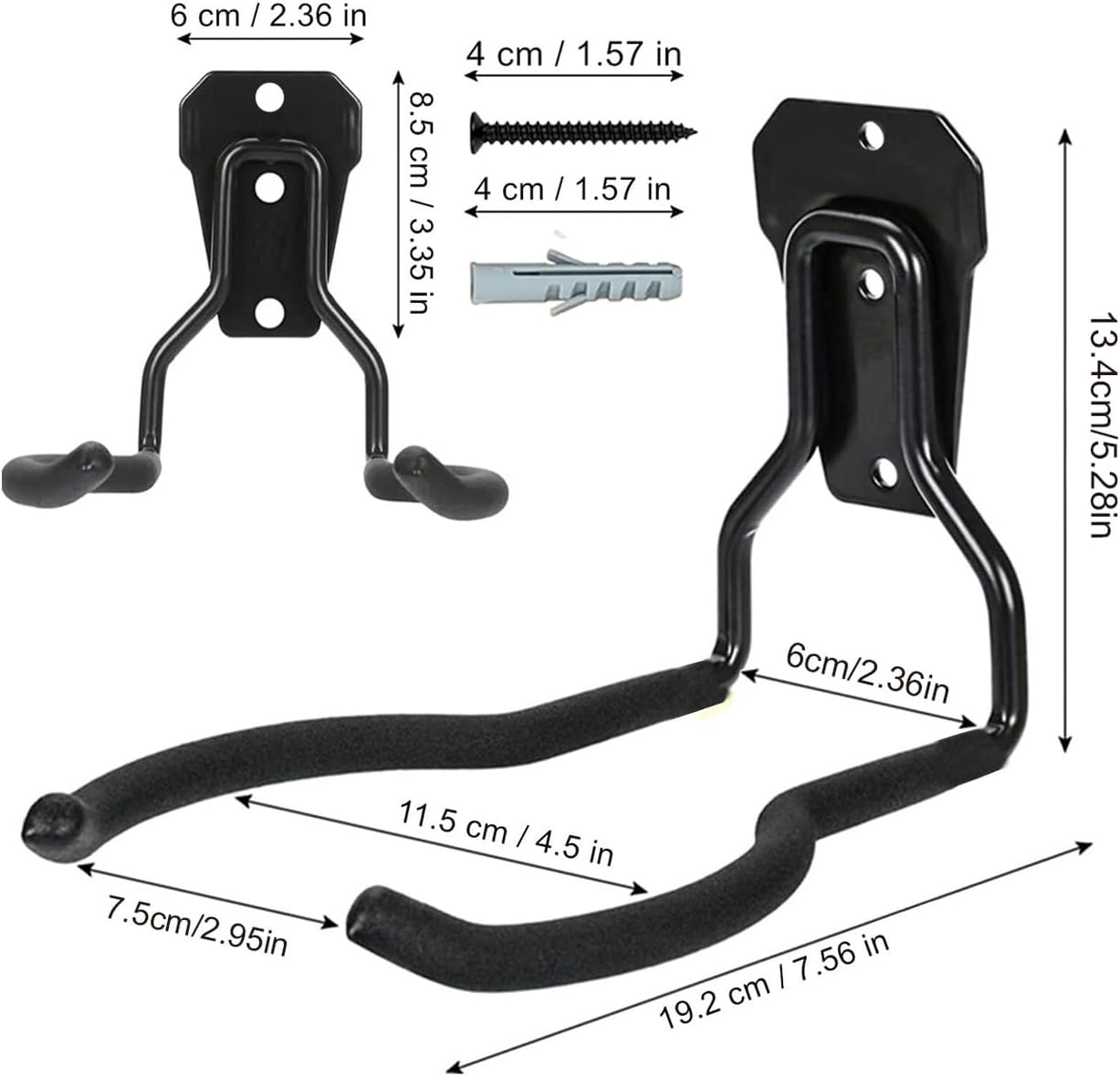  Générique Porte-Outil De Jardin Pour Outils Électriques,Porte-Outils Noir Antirouille - Jardin,Organisateur Polyvalent Gain De Place Avec Crochets Pour Système De Rangement Mural De Garage