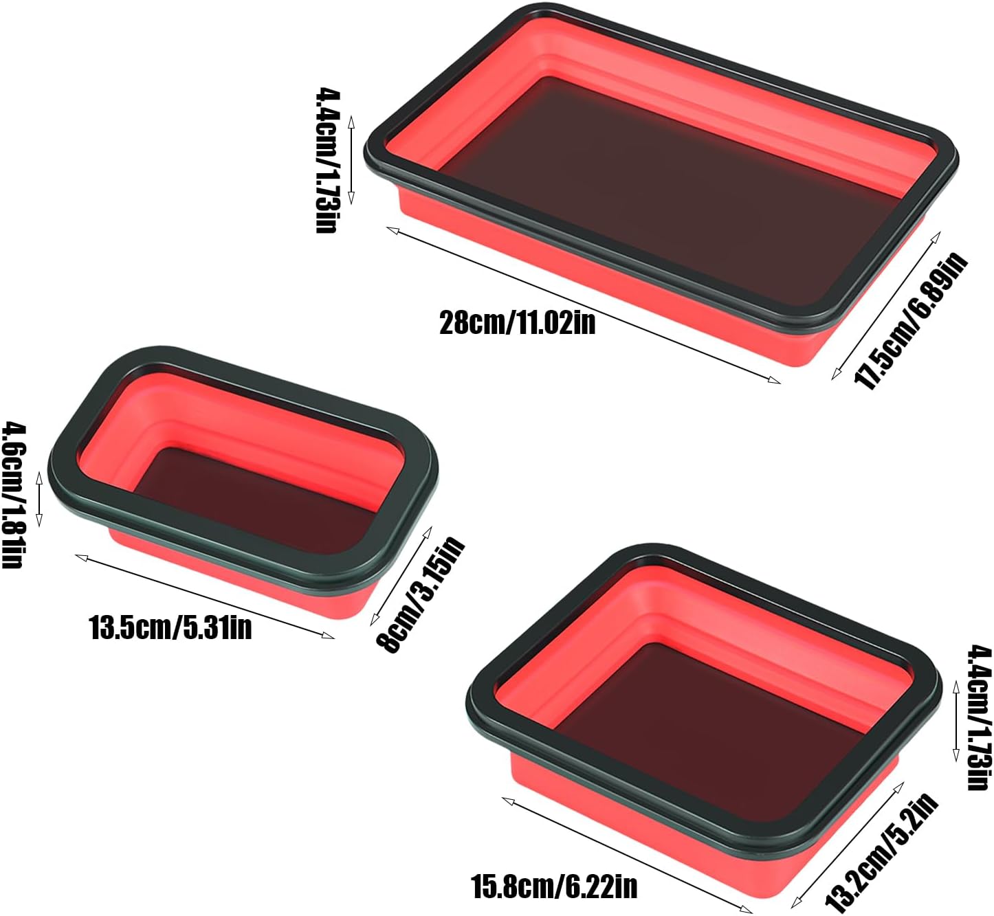  Plateau De Pièces Magnétiques, Plateau De Rangement à Outils, Organisateur D'outils Pliables, Base Magnétique Forte, Conception Empilable, 28x17.5x4,4 Cm, Idéal Pour Le Garage De Réparation Automatiqu