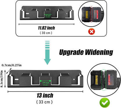  Générique Battery Organizer Wall Mounted - 4-Slot Solid Steel Holder For 18V Batteries Storage | Black Steel With Heavy Duty Design, Space Saving Rack For Living Room Bedroom Study Garage