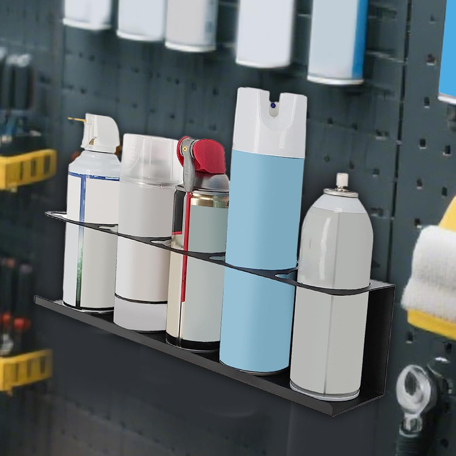  Générique Organisateur De Pots De Peinture - Rangement Adhésif Monté Sur Mur | Porte-Tube De Mastic Avec Compartiment Pour Atelier Et Garage, Pour Clé Et Tournevis