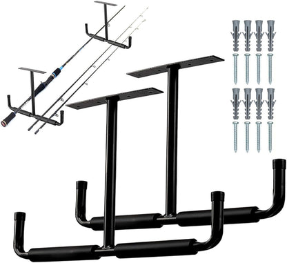  Racks De Rangement Pour Plafond De Garage,2 Pièces En Métal Robuste En T - Kit À Crochets Suspendus Garage,Pour Échelle, Bois, Équipements Sportifs, Pelles, Cannes À Pêche, Skis, Cave, Abri De