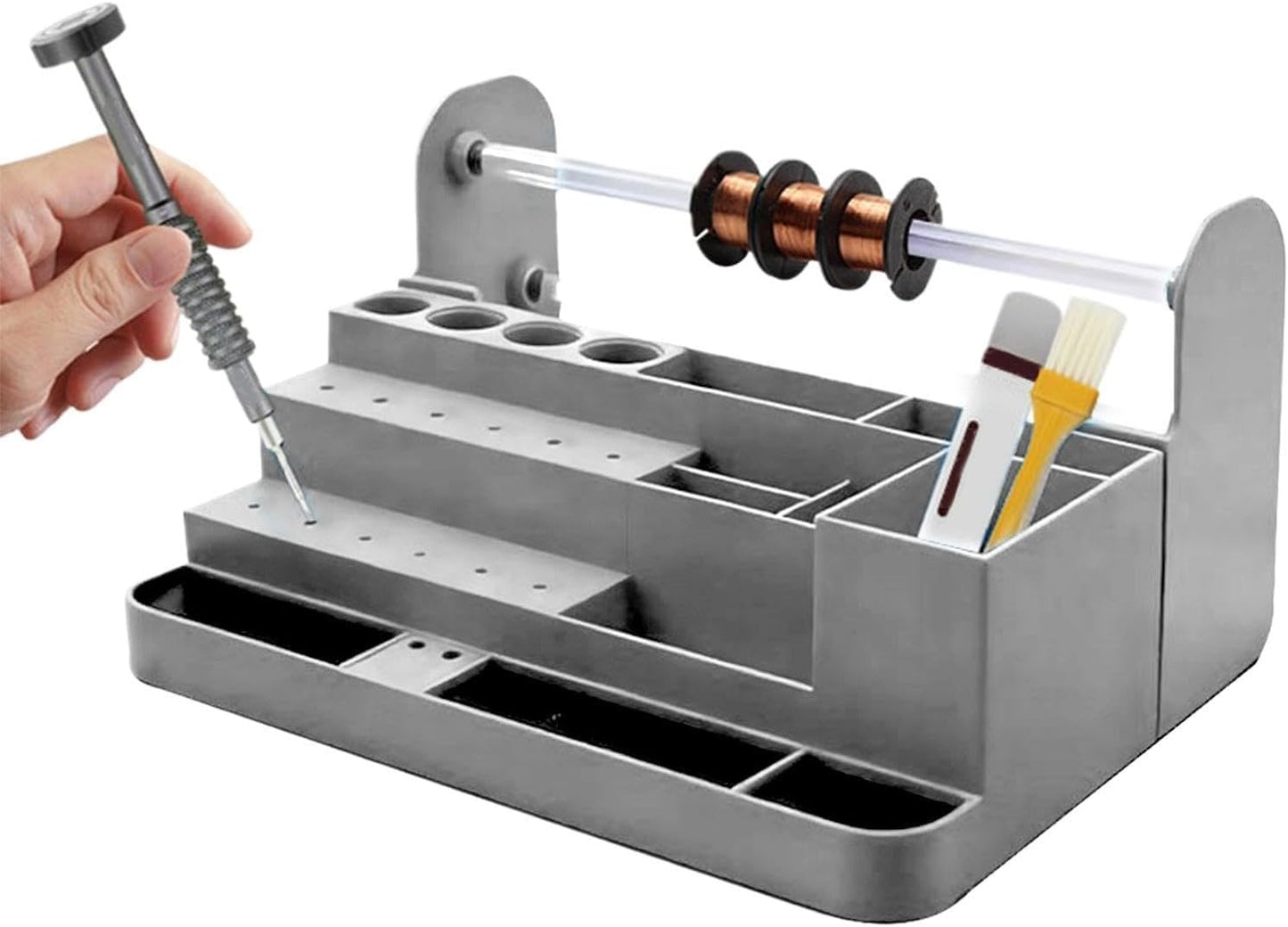  Générique Organisateur D'Établi | Compact Et Robuste Multi-Compartiments - Organisateur De Bureau Pour Tournevis - Pour Établi Maison, Atelier, Téléphone, Ordinateur, Outil Réparation, Vis, Puce