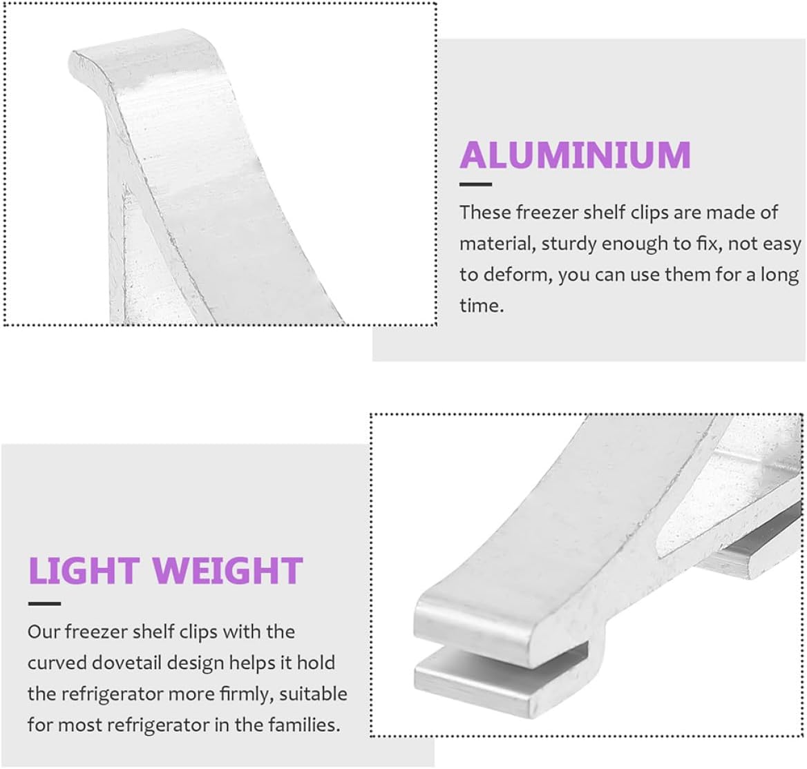  Healeved Crochets De Support Structure Simple En Aluminium Argenté 12pcs Grosse Taille, Support Solide Et Résistant La Déformation Pour Congélateur Et Glacière
