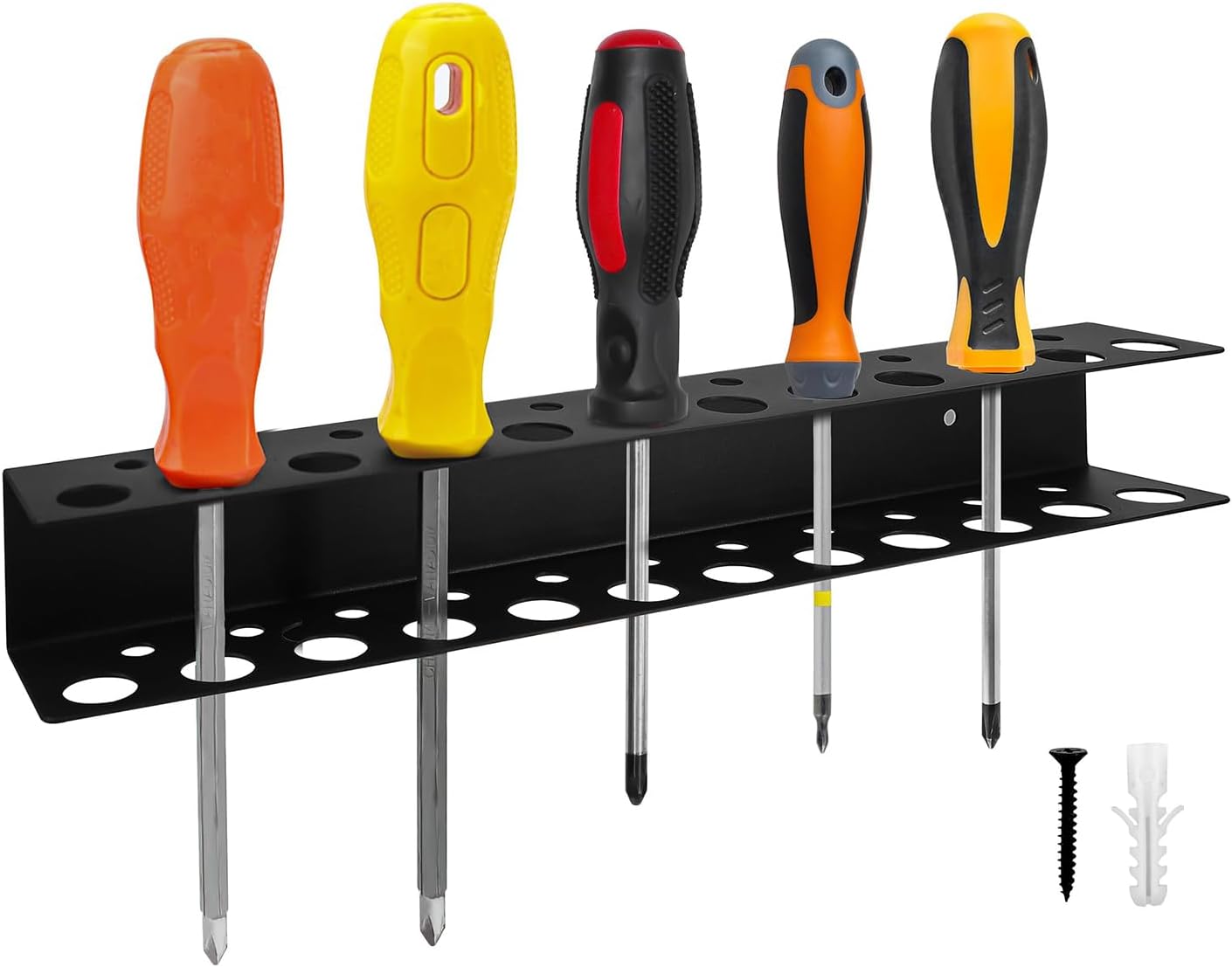 GENERIC Support Mural Pour Vis, Support De Rangement Avec Tournevis, 32,6 X 5,97 X 4,9 Cm, Support à Outils Robuste Pour Garage, Atelier, Abri De Jardin, Chambre, Organisation De La Maison