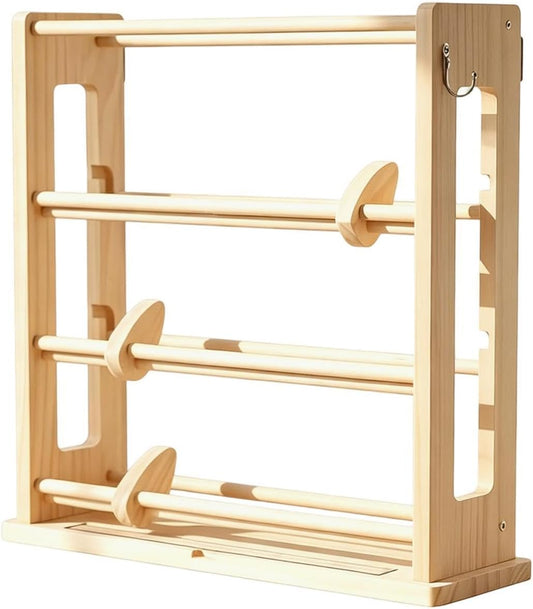  Étagère De Rangement Pour Rubans - Étagère En Bois à Quatre étages Avec Crochets Et Support De Bobine - Organiseur De Ruban - Support De Bobine - Pour Les Salles De Bricolage, Les Magasins, Les