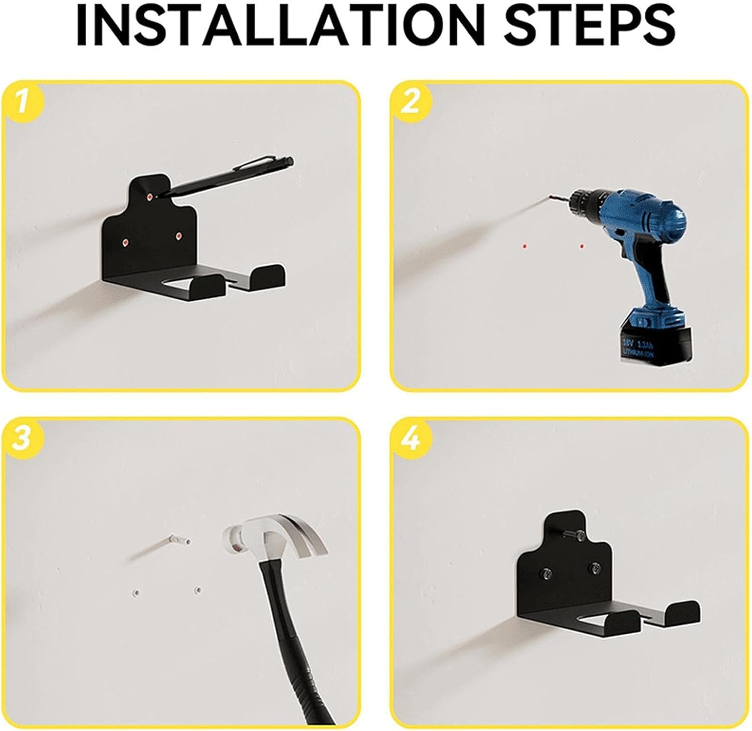  Support De Ranger Outils De Jardin - Râteau En Acier Inoxydable Économiseur D'Espace,Rangement Mural Pour Outils Motorisés | Pour Pelle Râteau Serpillière Perceuse Câble Équipement Extérieur