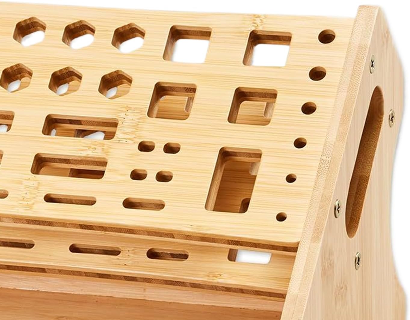  Générique Porte-Tournevis,Support De Rangement En Bois à 53 Trous Avec Plateau - Organisateur De Petits Outils - Pour Bricolage Réparation Établi Bureau Panneau Perforé Garage Intérieur Extérieur