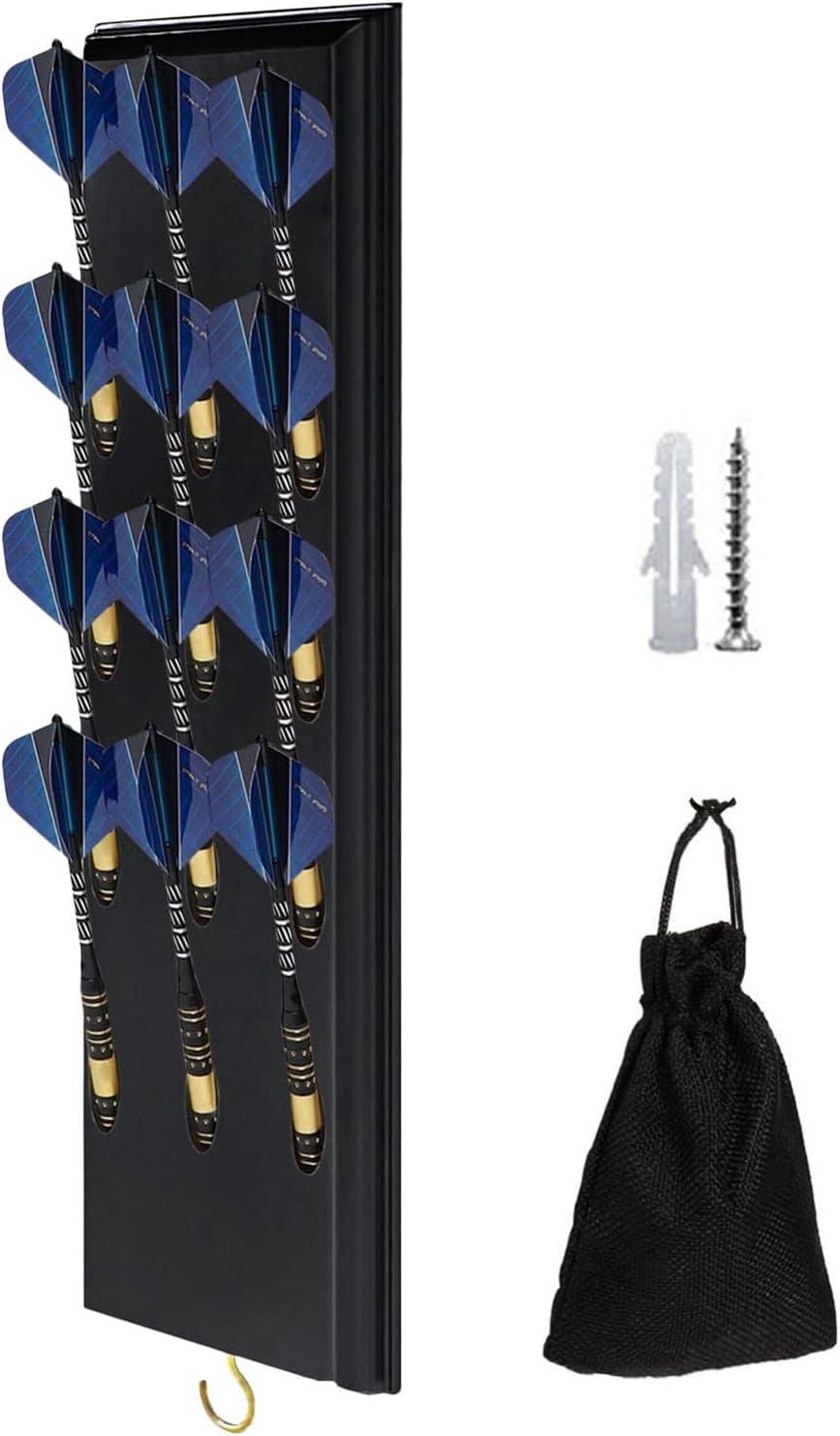 GENERIC Support De Fléchettes En Bois Pour économiser De L'espace - 30,5 X 20,3 Cm - Organiseur De Fléchettes Avec Sac De Rangement - En Bois Massif - Accessoire De Divertissement Pour Le Salon Et La Chambre
