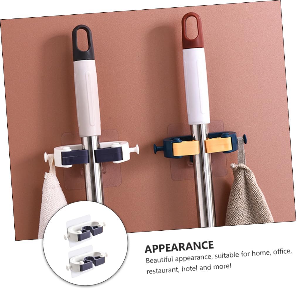  Alipis 4pièces à Balai Sans Perçage Supports Pratiques Pour Mops Et Balais Blanc De Rangement Adhésif Pour Cuisine Et Salle De Bain