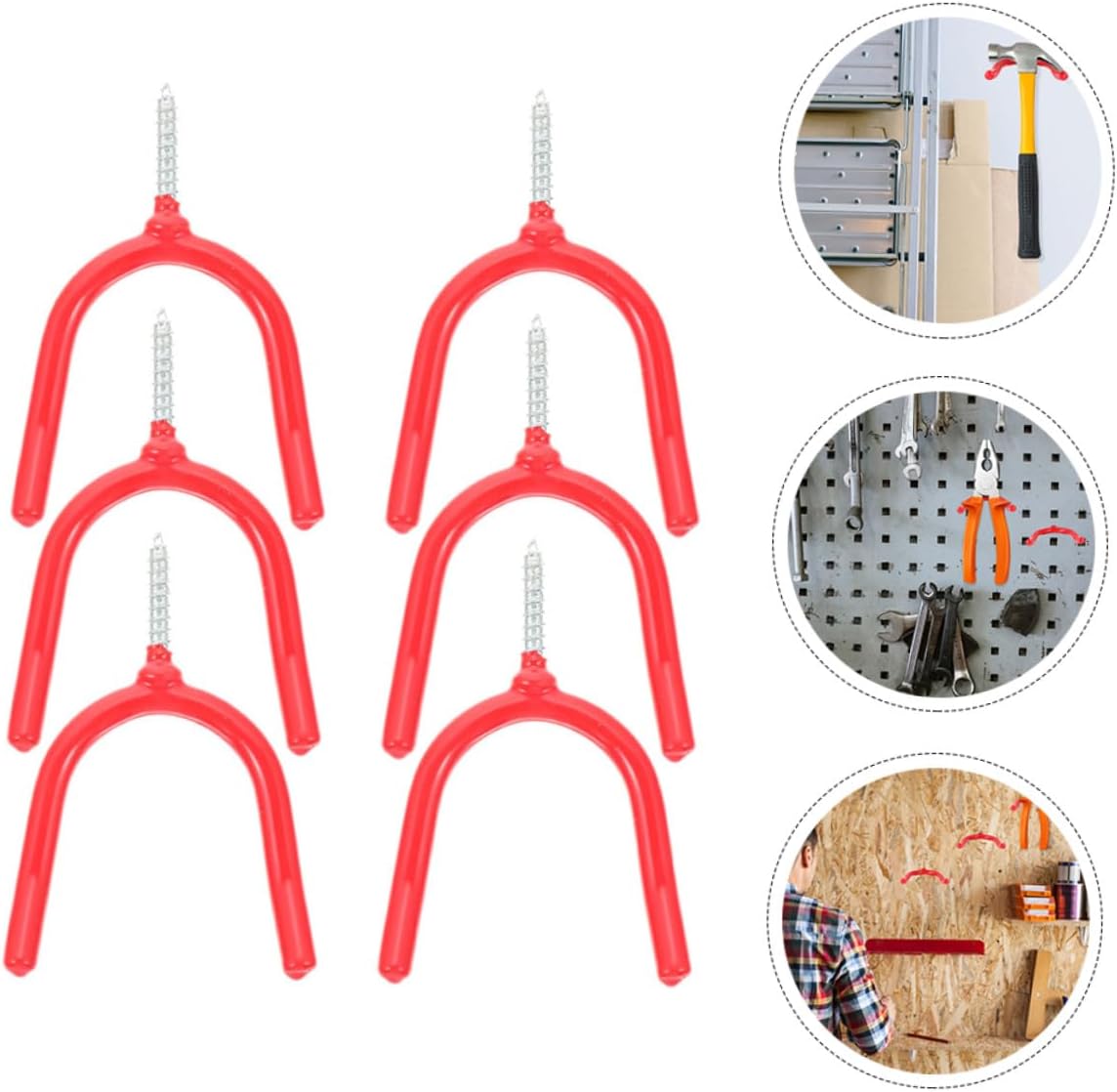  Gatuida Lot De 6 Crochets En Métal Galvanisé Robustes De Y Double Crochet Pour Organisation Du Garage Et Rangement D'outils Lourds Muraux
