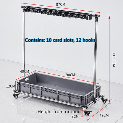  Chariot Porte-Balai Mobile Sur Pied - Outil De Nettoyage Utilitaire Avec Roulettes, Rangement Pour Outils De Jardin, Porte-Parapluie Et égouttoir Pour Serpillières, Placards Et Hôpitaux