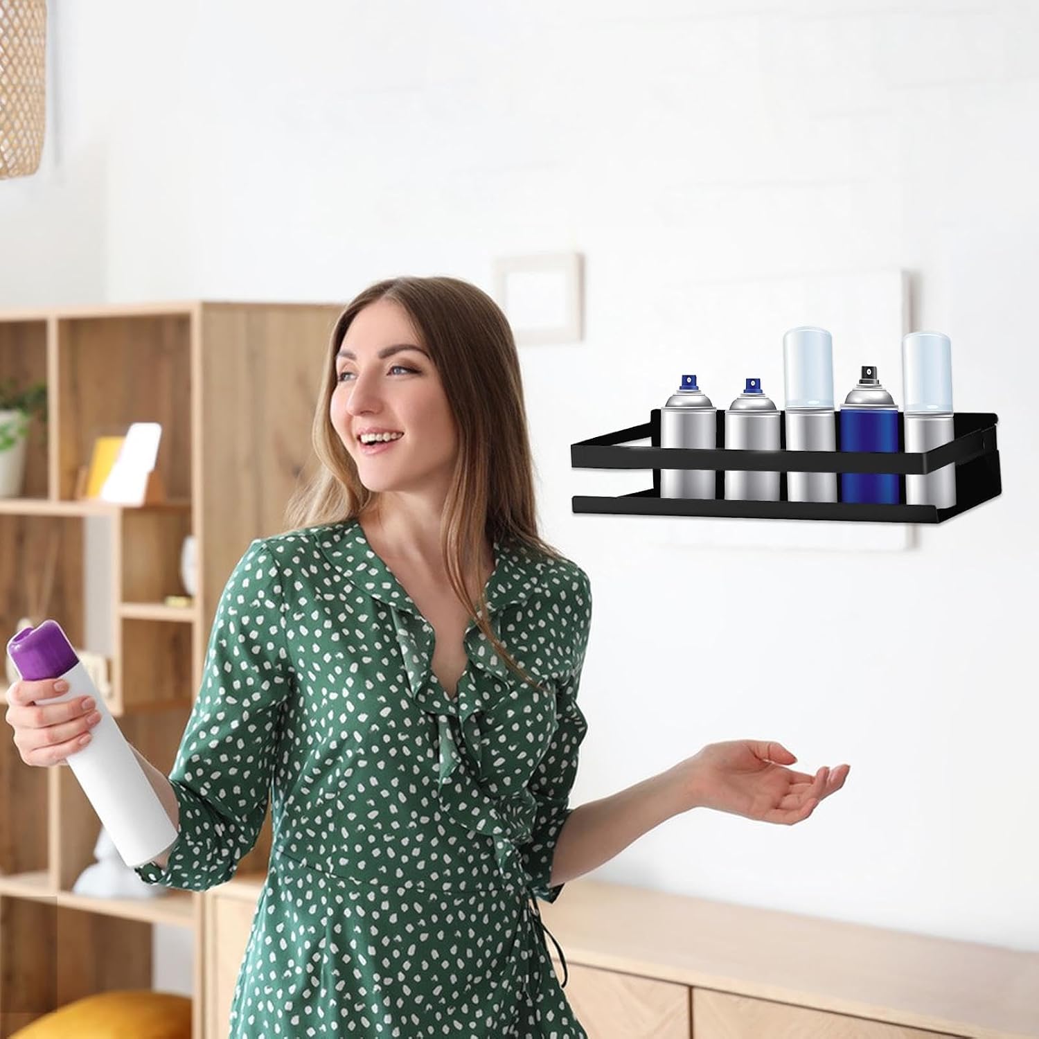  Générique Cleaning Bottle Wall Shelf, Stainless Steel Rack, Spray Paint Flask Holder, Space-Saving Shelves, Auto Detailing Organizer, 7.87x3.94x2.28 Inches, Perfect For Laundry Bathroom