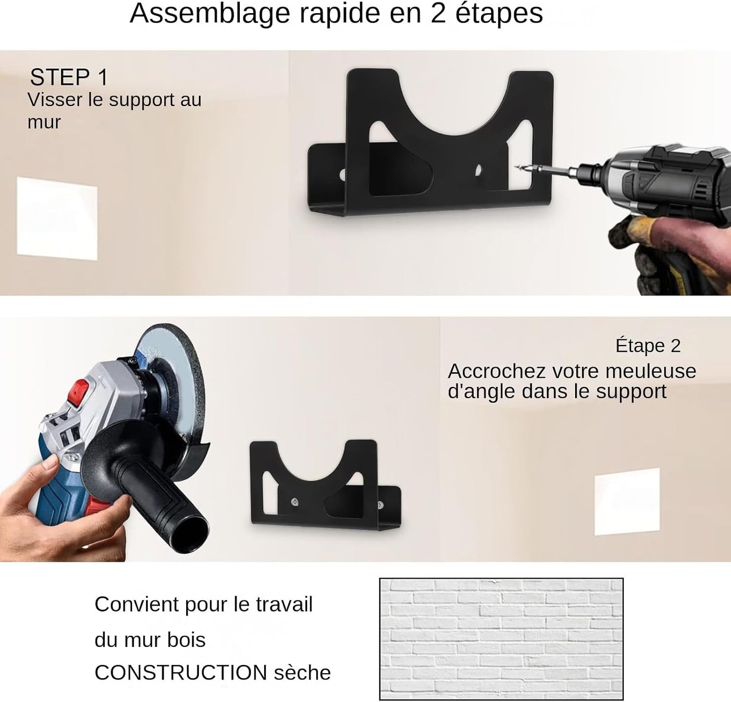  Générique Support Pour Meuleuse D'angle | Support Mural Pour La Meuleuse D'Angle - Organisateur En Fer Robustes Pour Outils Électriques Atelier Bricolage