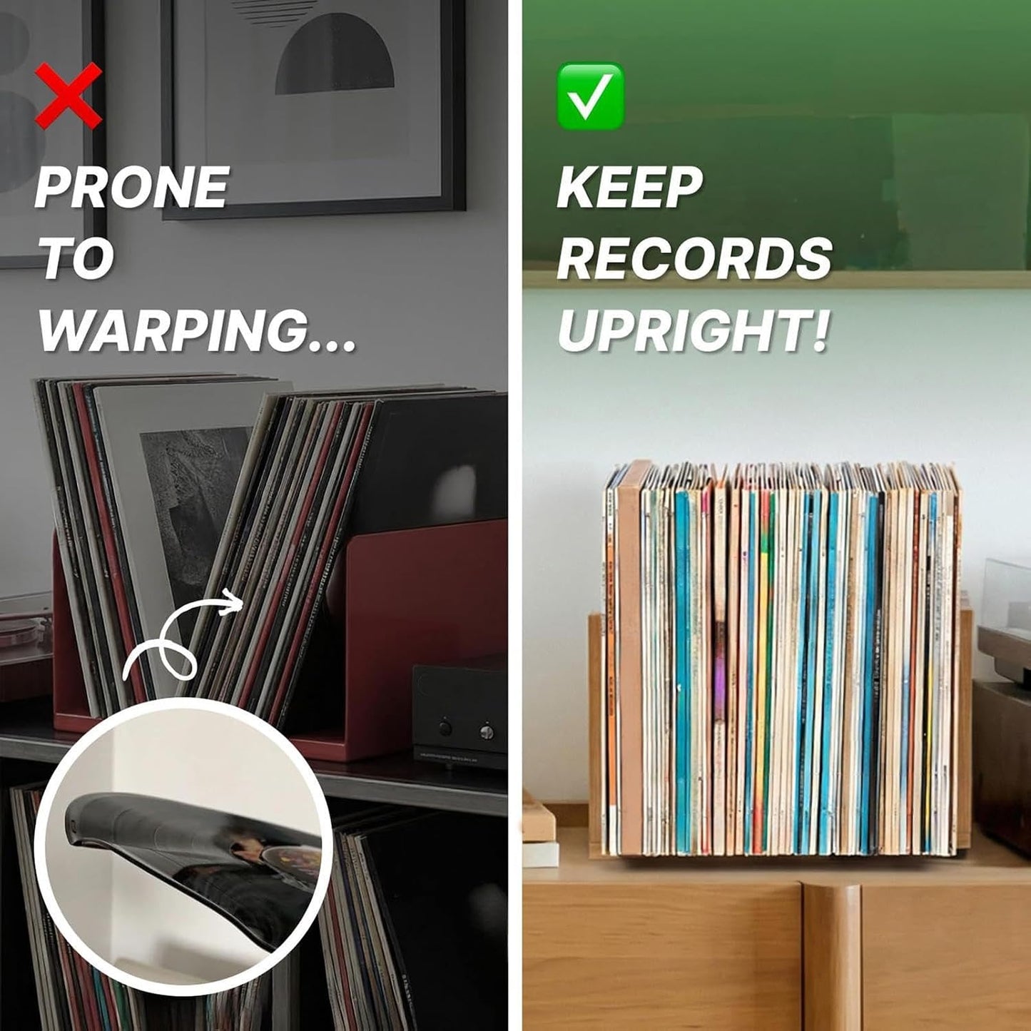  Support De Disques Vinyles - Organiseur En Bois Extensible Réglable - Étagère De Présentation Pour Livres, Magazines, Dossiers, Bureau, Bibliothèque, Armoire, Salon, Chambre à Coucher