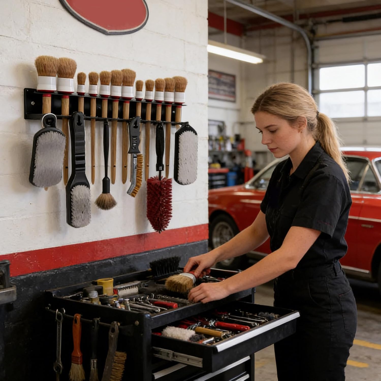  Generisch Porte-brosse De Détail De Voiture | Solution De Rangement Stable Et Peu Encombrante Avec Crochets Robustes | Organisateur De Brosses Pour L'entretien Du Véhicule, Pour Garage, Espace De