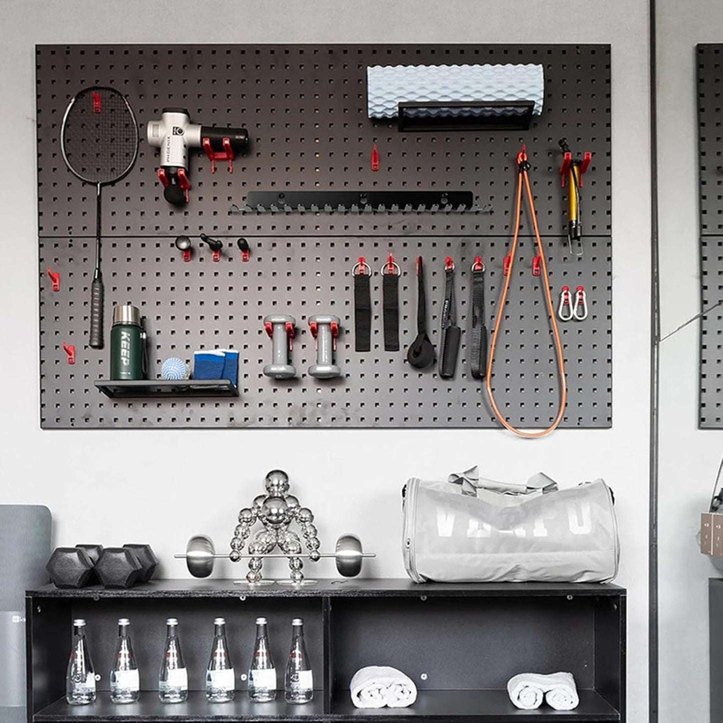 Support Mural De Rangement Industriel Avec 20 Crochets Pour Guitare, Câbles XLR, Atelier, Garage, Rangement En Acier Au Carbone