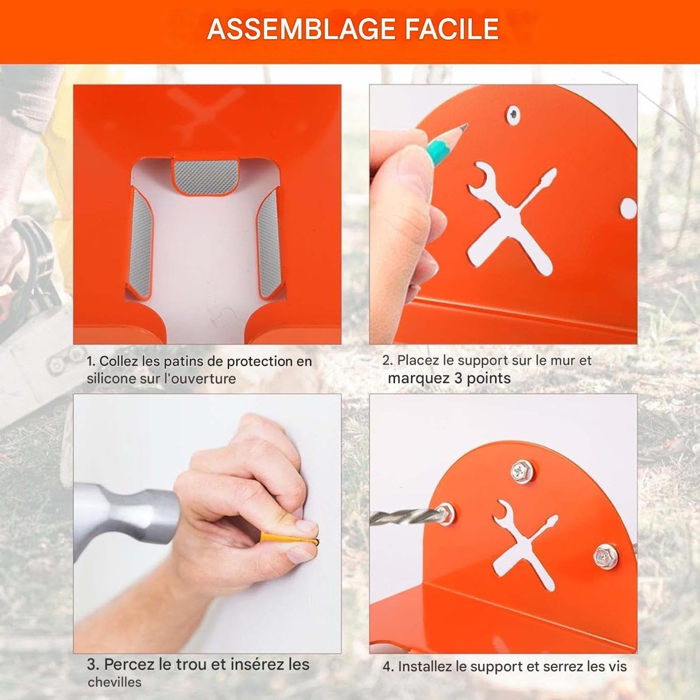  Générique Porte-Outils Électriques - Organisateur Polyvalent De Garage,Porte-Outils Mural Pour Jardin - Pour Atelier Cave Ferme Salle De Jardin Scie Chaine Perceuse Electrique