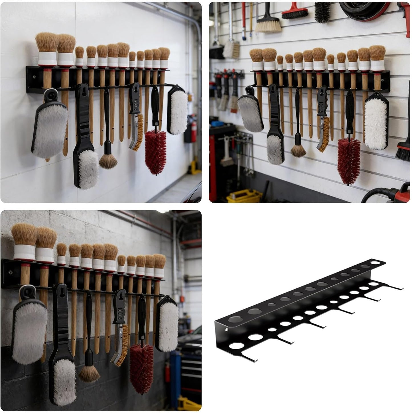  Generisch Porte-brosse De Détail De Voiture | Solution De Rangement Stable Et Peu Encombrante Avec Crochets Robustes | Organisateur De Brosses Pour L'entretien Du Véhicule, Pour Garage, Espace De