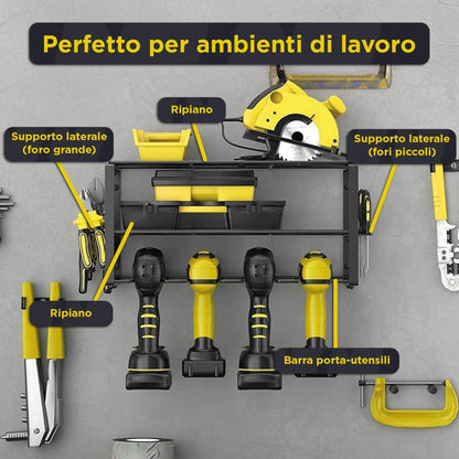  Étagère Murale En Acier Avec 4 Compartiments Et étagères En Grille, Panneau Porte-outils De Travail Peu Encombrant, Pour Garage Et Atelier, Facile à Installer