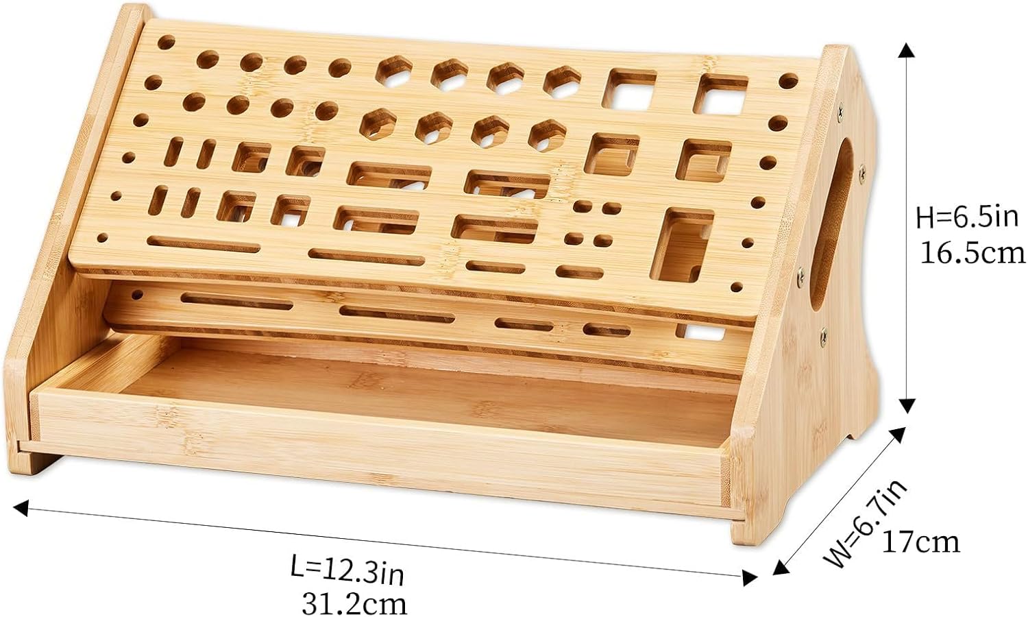  Support à Outils D'atelier - Support De Tournevis Pour Réparation De Loisirs - Organiseur En Bois à 53 Trous Avec Plateau - Design De Rangement Compact Pour Bureau, Bibliothèque, Garage, Camion