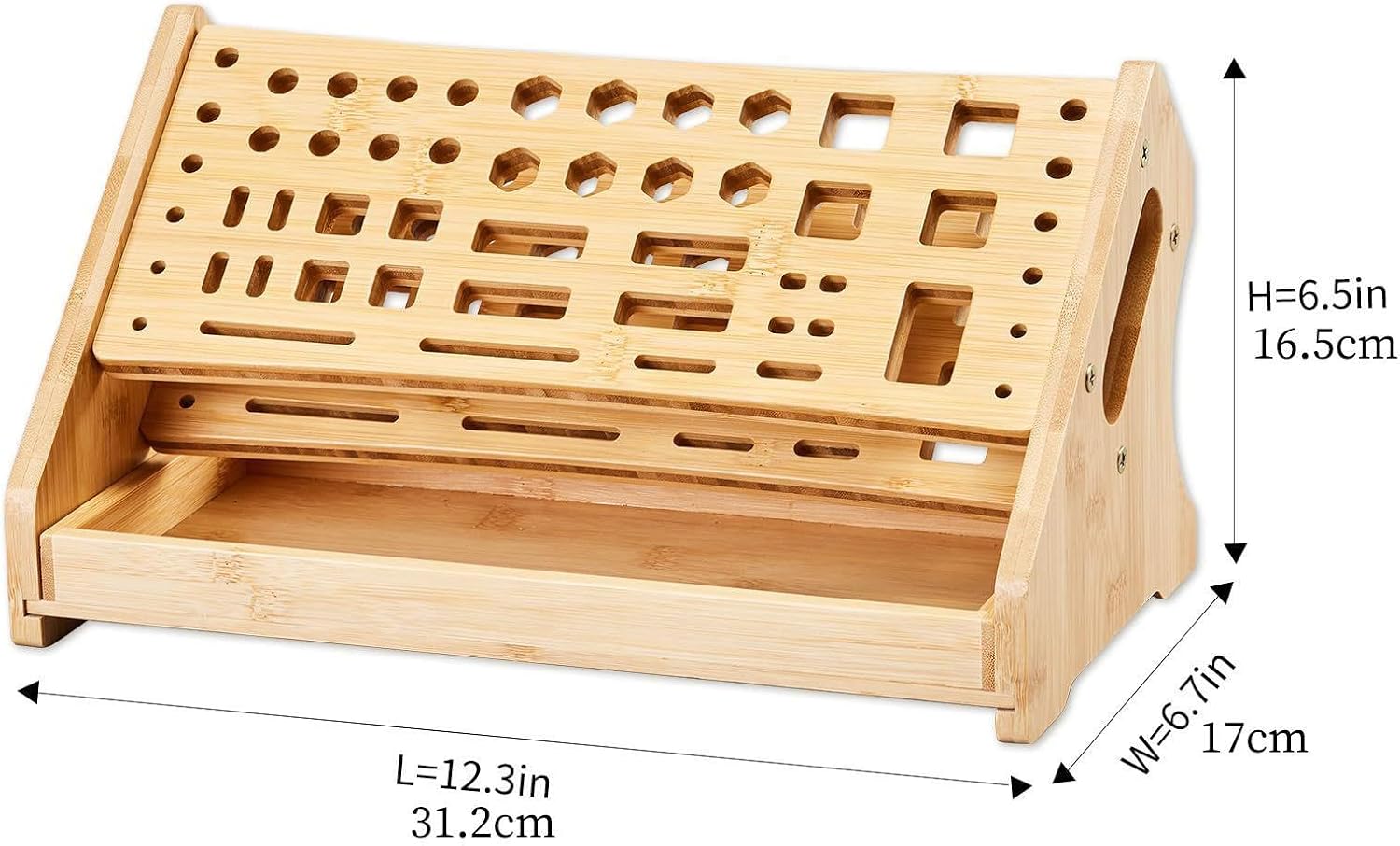  Generisch Support De Tournevis, 53 Trous, Support De Rangement En Bois, Alignement Multi-diamètre Avec Plateau De Matériel Intégré à Haut Volume Et Châssis Renforcé Pour Garage, Bureau Et Atelier