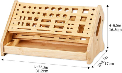  Generisch Support De Tournevis, 53 Trous, Support De Rangement En Bois, Alignement Multi-diamètre Avec Plateau De Matériel Intégré à Haut Volume Et Châssis Renforcé Pour Garage, Bureau Et Atelier