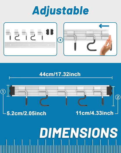  Lot De 1 Support Mural Pour Balai Et Serpillère. Fabriqués En Alliage D'aluminium Robuste Dans Un Design élégant Et Moderne, Ces Supports Sont Parfaits Pour Organiser Votre Buanderie, Garage