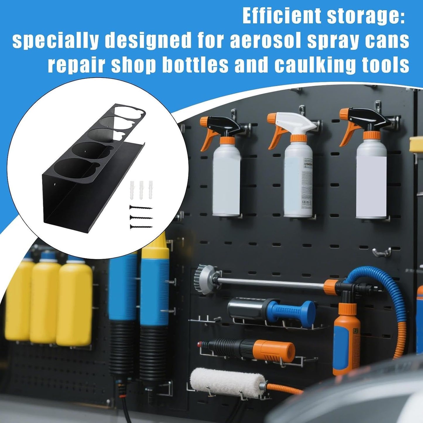 GENERIC Support Mural Pour Flacon Pulvérisateur, Stockage De Joints D'atelier – Grande Capacité De Charge Pour Atelier, Maison, Industrie, Rangement D'outils