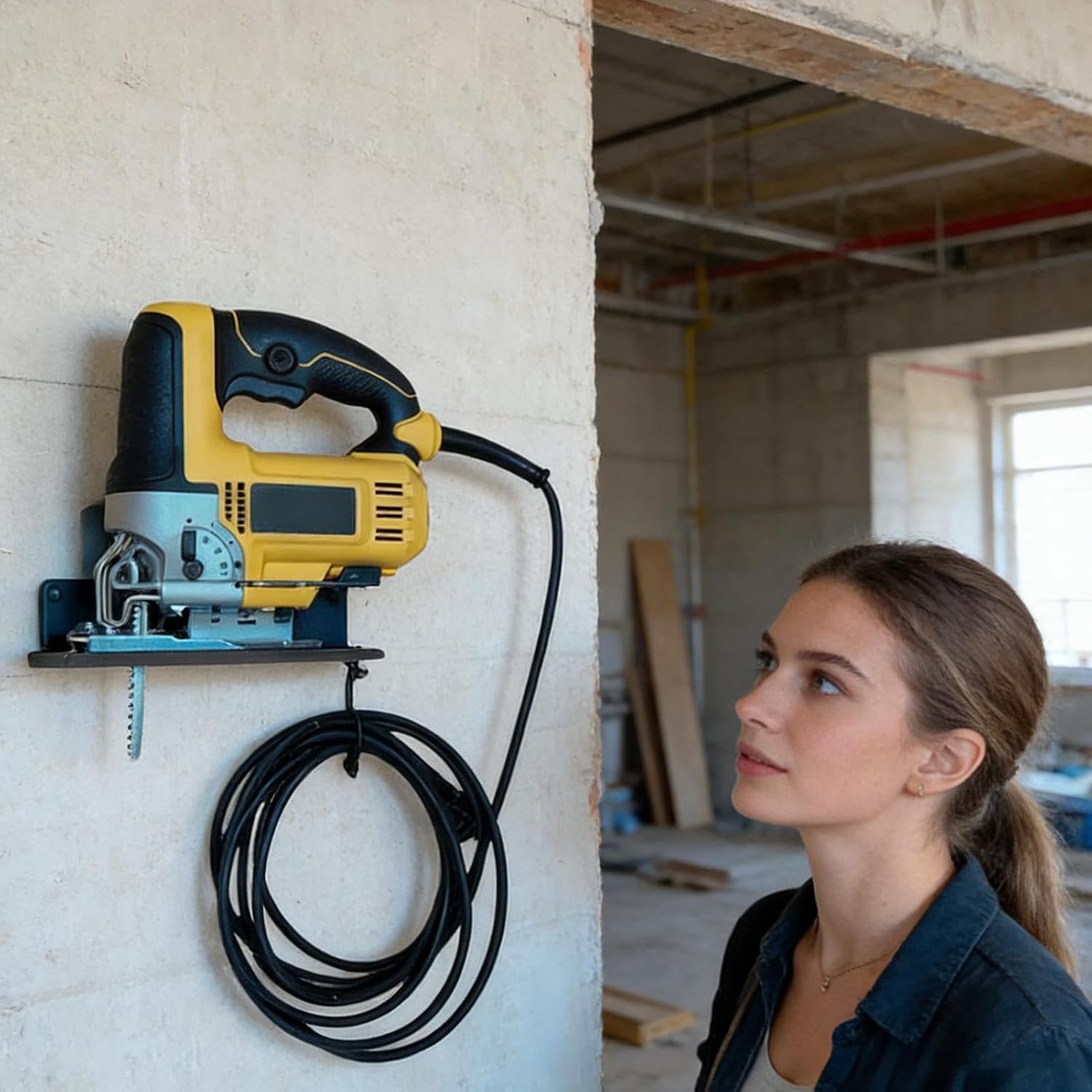 GENERIC Support Mural Pour Scie Sauteuse – Support En Métal Pour Outils électriques, Pour Atelier, Abri De Jardin, Maison, Sous-sol, Appartement, Ferme