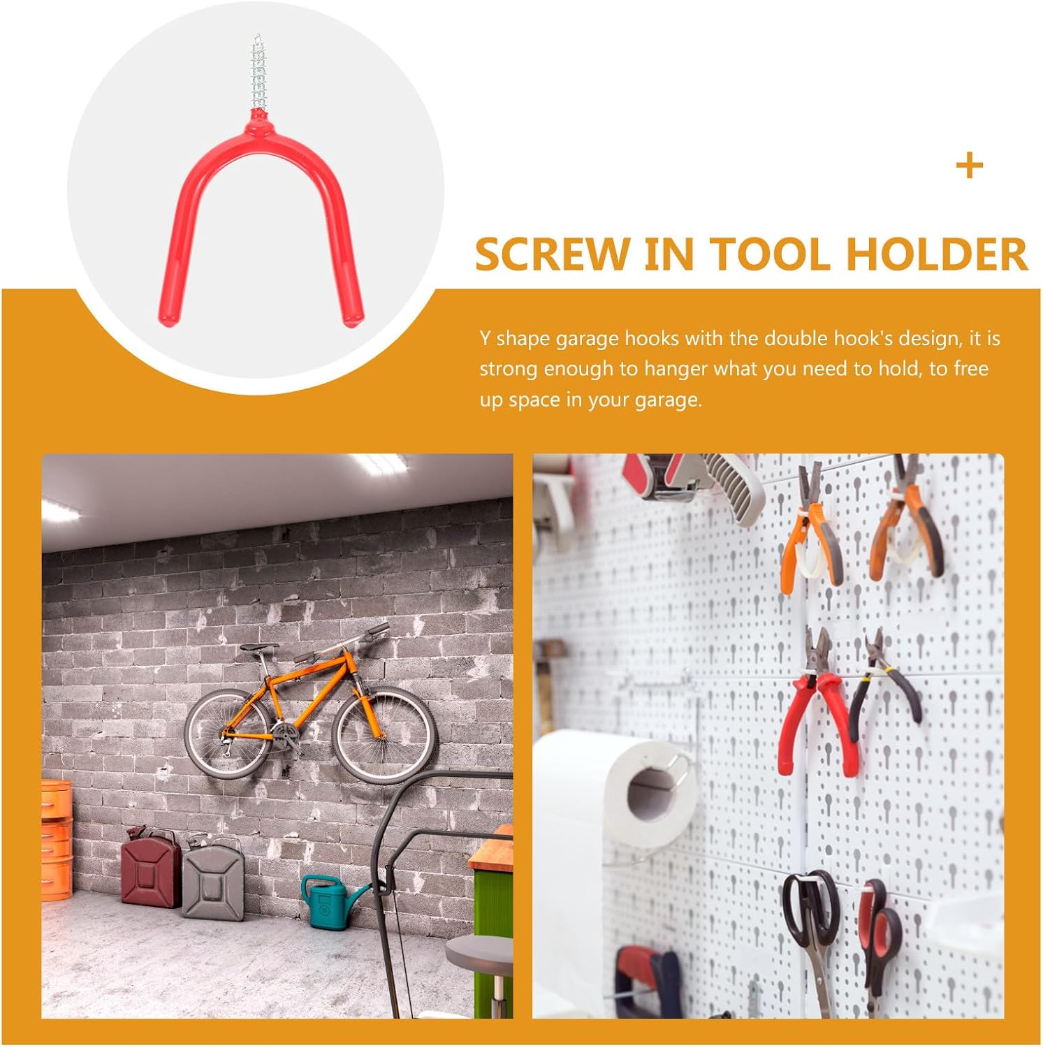  Gatuida Crochet Porte-Outils En Acier à Visser Forme Y Pour Garage, Lot De 16 Pièces, Revêtement Par Immersion, Pour Rangement D'Outils De Jardin Et Atelier