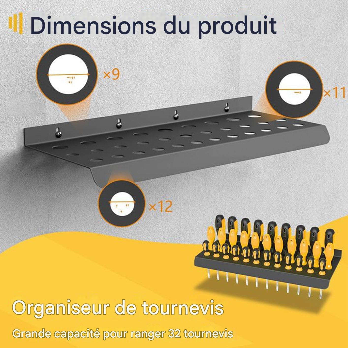  Porte-visseuse,Support De Rangement En Fer Pour Visserie,Support Organisateur D'outils Avec Gain De Place | Pour Atelier Garage Maison