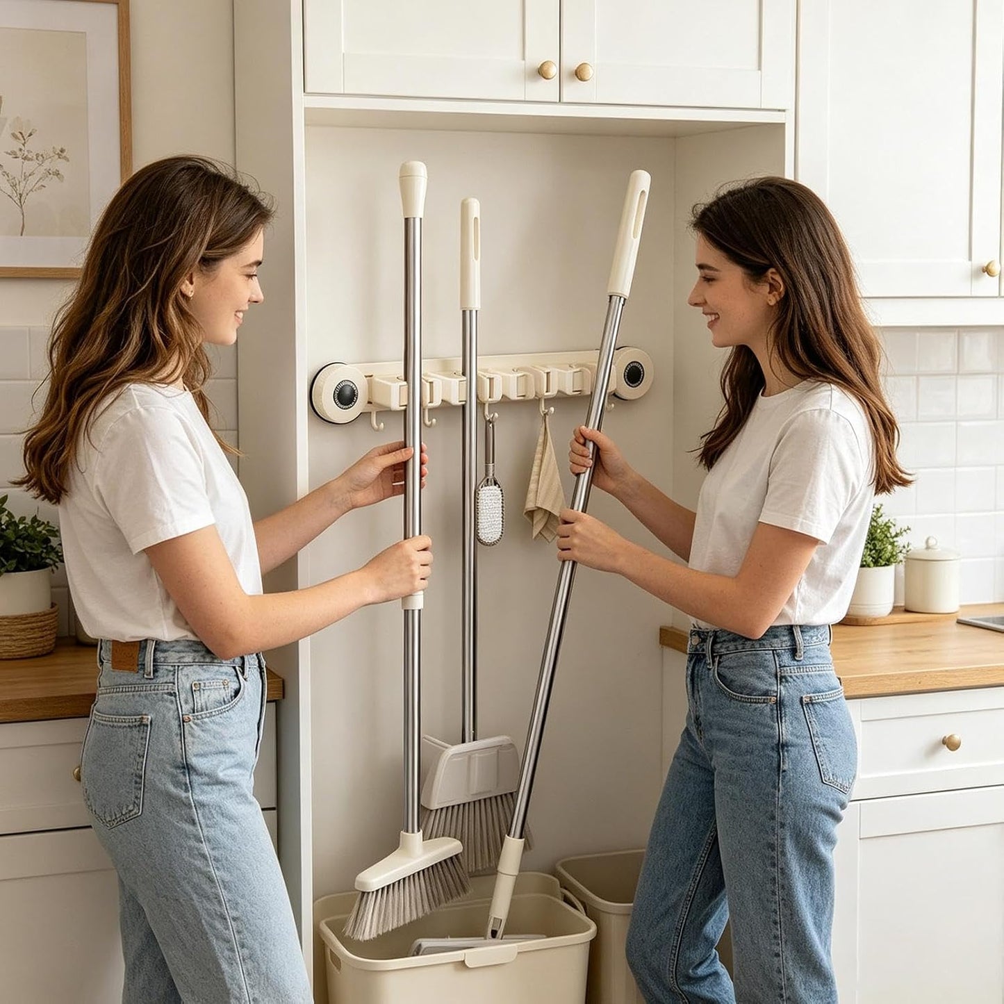 GENERIC Support Pour Balai – Ventouse Robuste Et Antirouille – Support Mural Pour Balai – Pour Maison, Dortoir, Bureau, Appartement, Chambre à Coucher, Salon