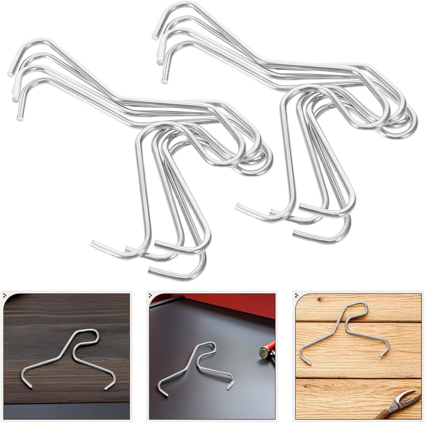 Cabilock Lot De 20 Crochets Réglables Pour Briques Fixation Murale Sans Perçage Pour L'Extérieur Et L'Intérieur Couleur Argent