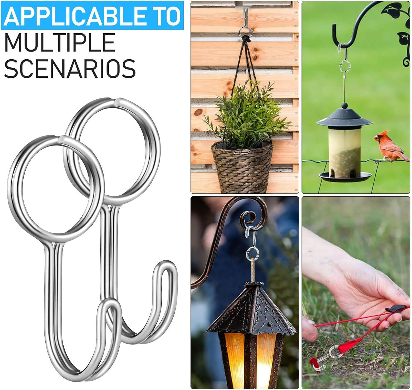  STOBAZA Crochets Pour Sangles En Acier Inoxydable Argenté, Lot De 10 Pièces Robustes Et Faciles à Fixer, Maison Cuisine
