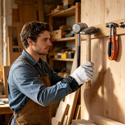 GENERIC Support Mural Pour Outils | Double Fentes En Acier Inoxydable Robuste, Avec Vis, Marteau, Support Mural | Pour Le Travail Du Bois, Garage, Atelier, Studio, Cour