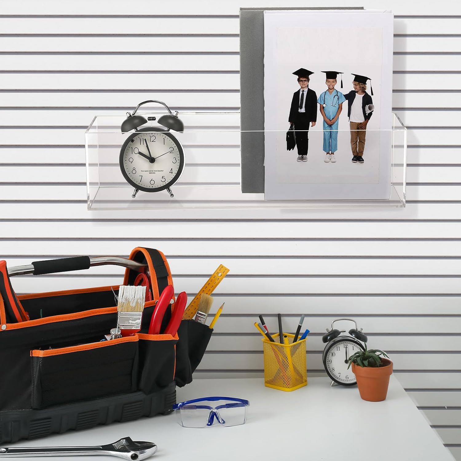  Teenyyou Lot De 2 Bacs à Lattes En Acrylique Transparent De 40,6 X 10,2 X 10,2 Cm - Accessoires Muraux Pour Garage, Magasin, Vente Au Détail (1 Compartiment)