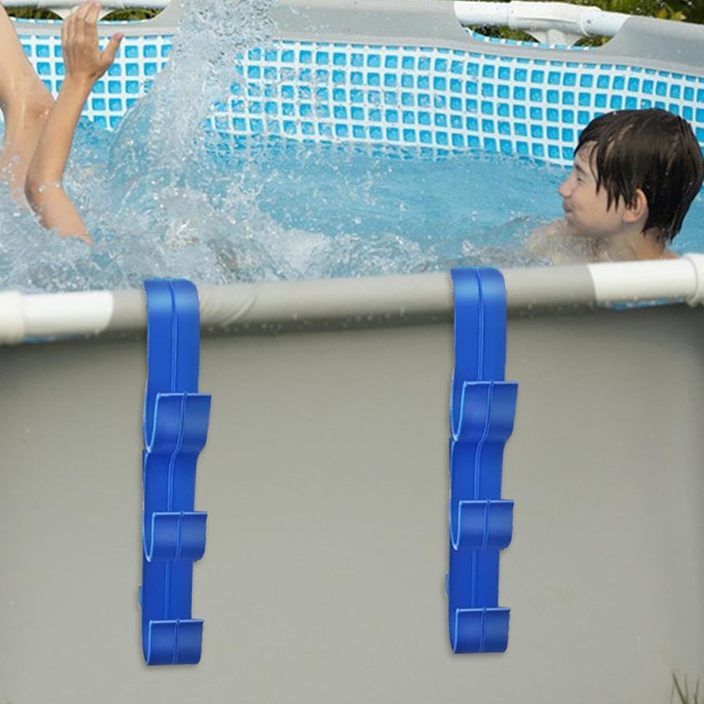 GENERIC Crochets De Piscine Pour Mâts, Support De Rangement étanche à 3 Crochets Réglables | Équipement De Piscine – Pour Tiges Télescopiques, épuisettes, Brosses, écumoire, Tuyau D'aspirateur, Outils De