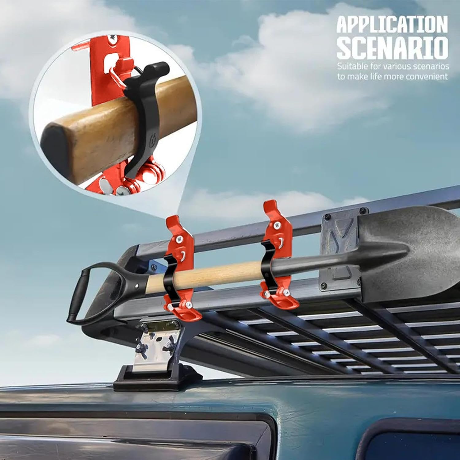  Fiber Axe Storage Rack, 38x5cm Heavy Duty Shovel Holder, 4 Pieces Quick Release Wall Truck Organizer, Hardware Management, Tool Mounting, Garage Use