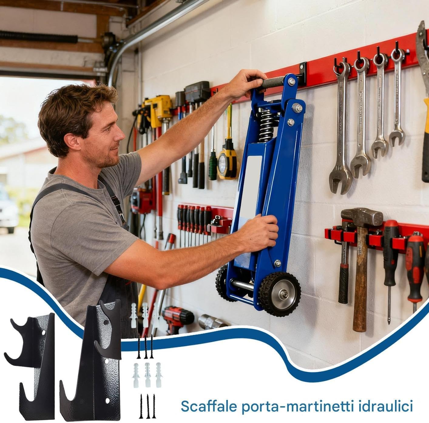 Genérico Generico Jack Stand Holder, Non-Slip Wall Hooks & Mount Bracket With Heavy Load Support, Garage Storage Organizer For Workshop Repair Bay Shed Home Toolroom Mechanics And Car Maintenance