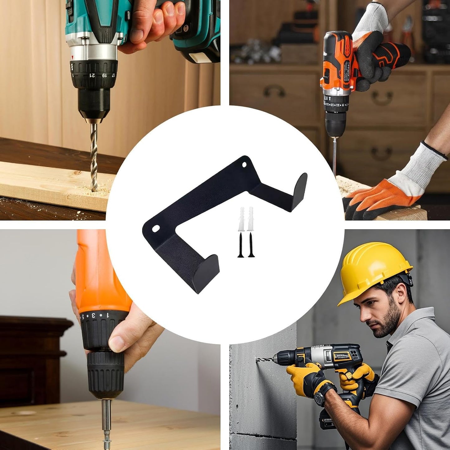  Générique Range-Perçeuse Porte-Outil - Support Mural Pour Perceuse Sans Fil - Rangement Robust Pour Abri Atelier Chantier Camion Utilitaire Garage Maison Atelier Solutions Stockage