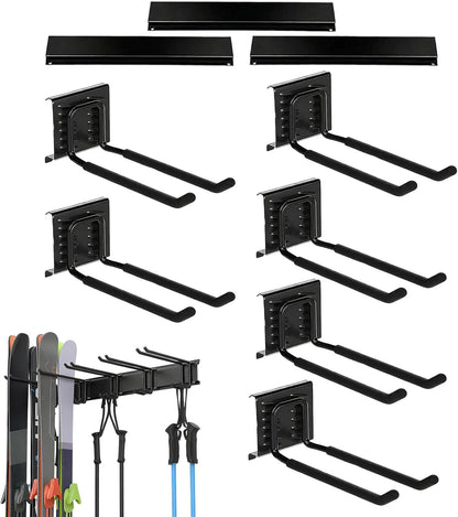 GENERIC Porte-skis Pour Garage, Système D'organisation De Matériel Antidérapant Robuste, Système De Rangement Mural Pour Skis, Pour équipement D'hiver, Support De Planche à Roulettes, Accessoires De Sport