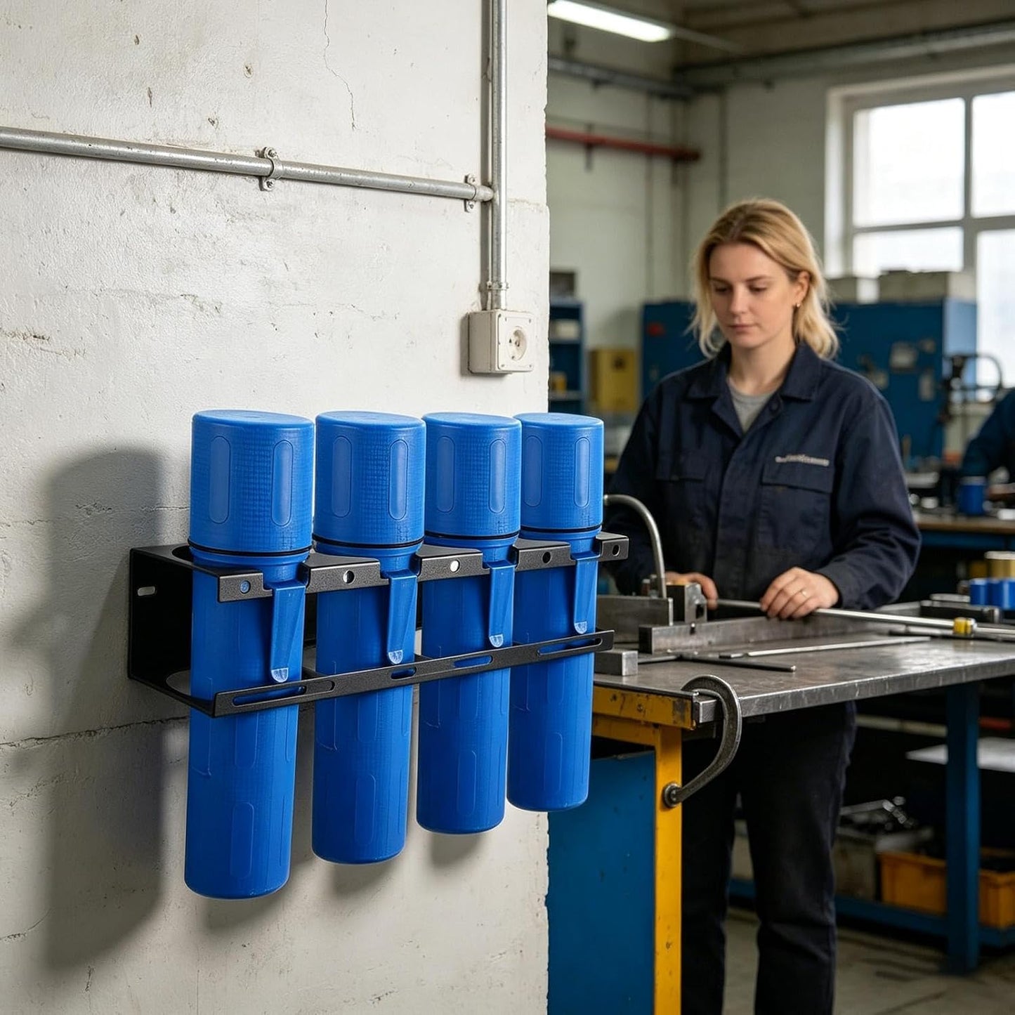  Organiseur De Tiges En Métal, Système De Support De Fil De Soudure, Support Mural En Fer Avec Structure De Fente Sécurisée, Unité De Rangement Compacte D'atelier, Design Utilitaire De Style Industriel