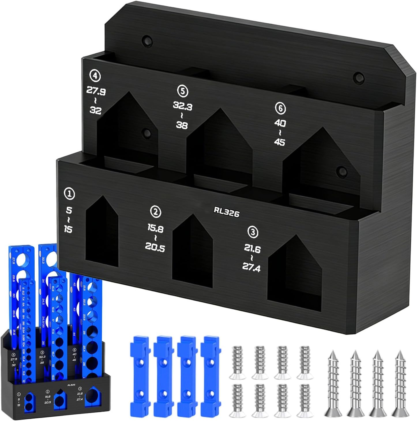  Générique Râtelier De Rangement Pour Outils - Étagère Organisatrice Murale à 6 Compartiments - Range-outils à Fixation Par Serrage | Pour Garage, Atelier, Remise, Établi, Panneau Perforé